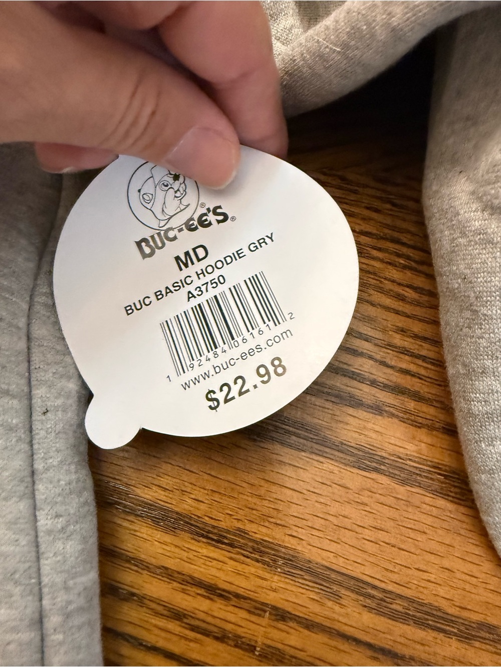 Buc-ee's Gray Pullover Hoodie with Logo Interior Print - Picture 4 of 5